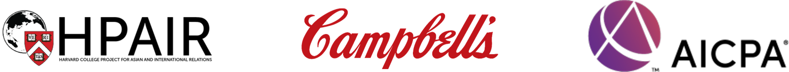 Company logos for Harvard, Campbell, and AICPA